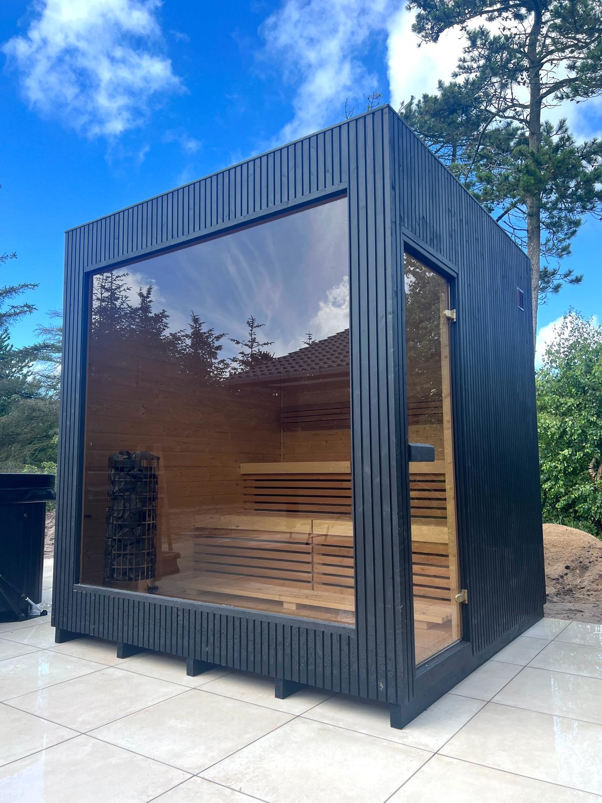 Sauna Donatello Mini noir à grande baie vitrée